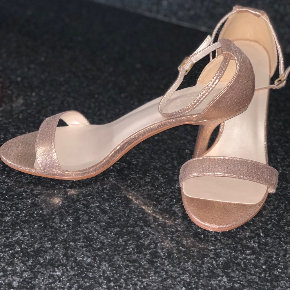 Rose gold metallic heels